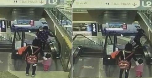 우유에광장 에스컬레이터 사고 당시 CCTV영상, 출처:  중국공영채널 중앙방송
