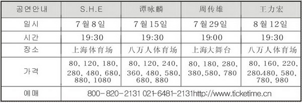 중화권 대형 가수들 공연 '풍성'