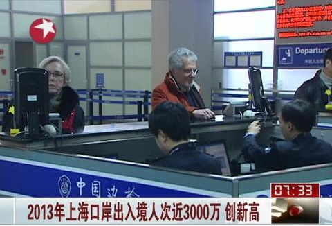2013년 上海 출입국 인원 수 3000만 명 기록