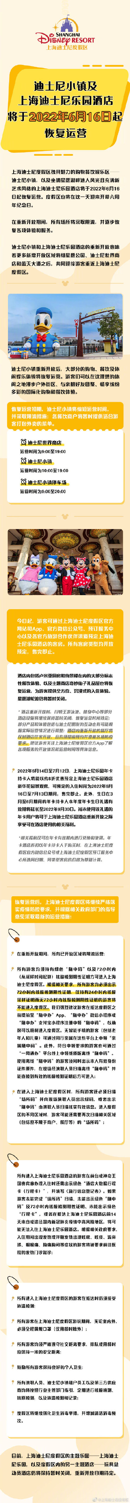 상하이 디즈니타운 호텔, 6월 16일 운영 재개